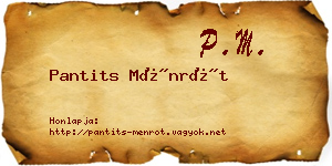 Pantits Ménrót névjegykártya